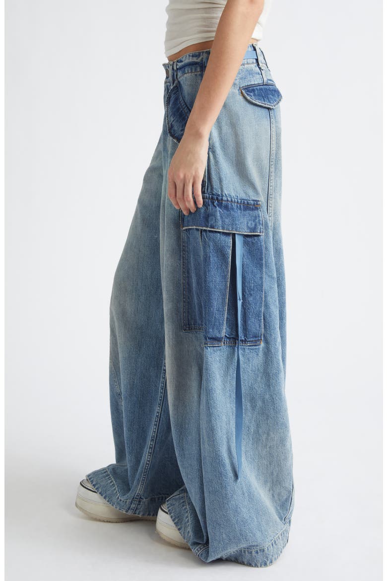 Siouxsie Field Cargo Jeans, Alternate, color, TWO-TONE VINTAGE BLUE
