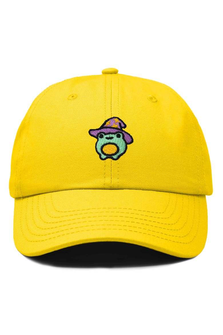 Sorcerer Frog Embroidered Dad Hat, Main, color, Gold