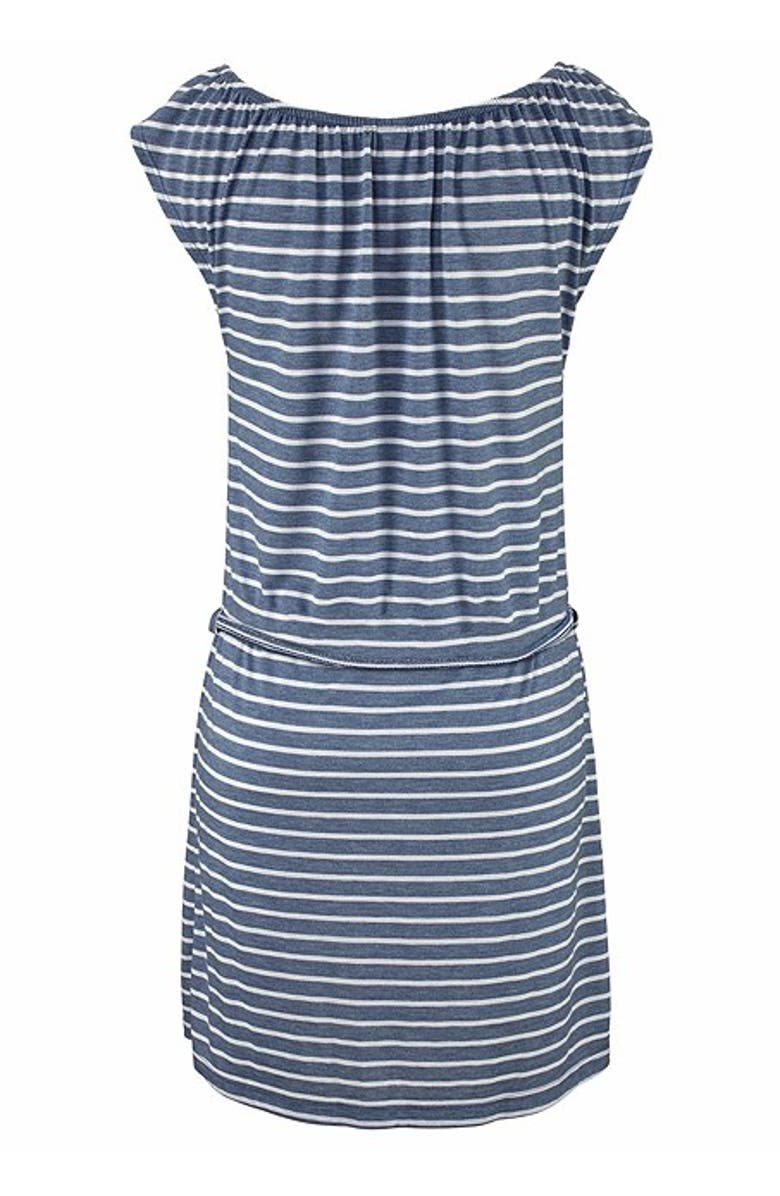 LASCANA Women's Tie Neckline Dress, Alternate, color, Blue & White