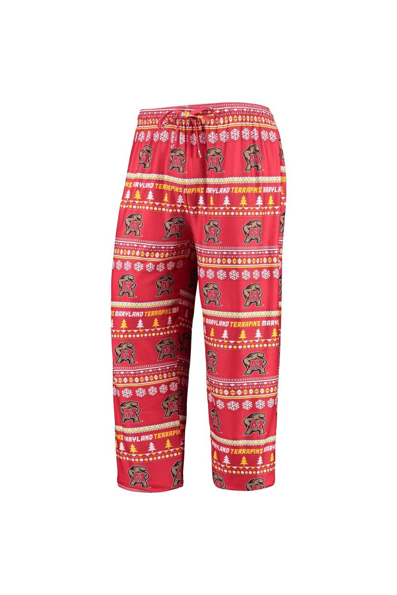 Men's Concepts Sport Red Maryland Terrapins Ugly Sweater Long Sleeve T-Shirt and Pants Sleep Set, Alternate, color, Red