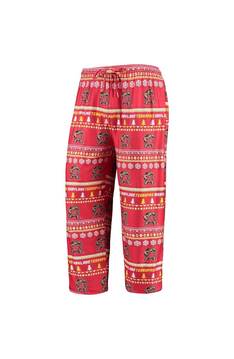 CONCEPTS SPORT Men's Concepts Sport Red Maryland Terrapins Ugly Sweater Long Sleeve T-Shirt and Pants Sleep Set, Alternate, color, Red