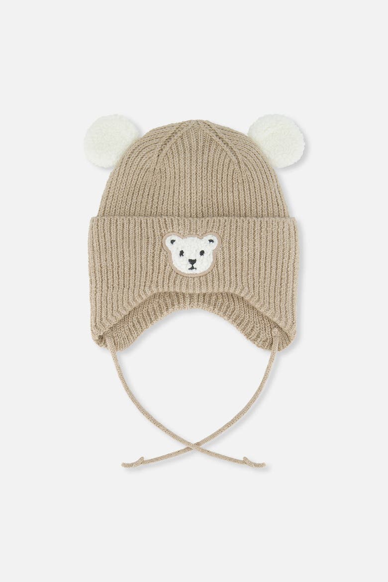 Winter Teddy Ears Fleece Lined Knit Hat with Chin Ties, Main, color, Light Taupe