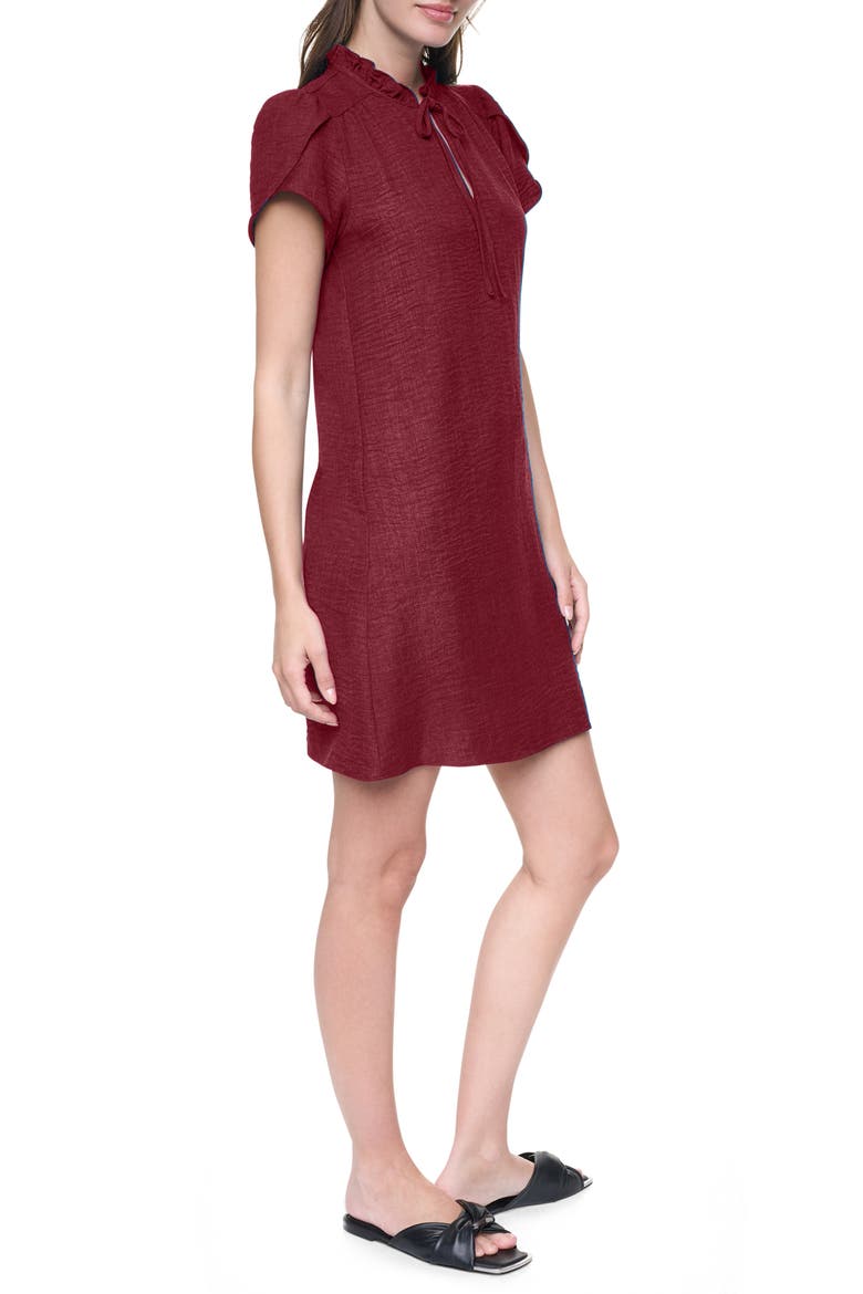 Ruffled Envelope Sleeve Shift Dress, Alternate, color, ROSEWOOD