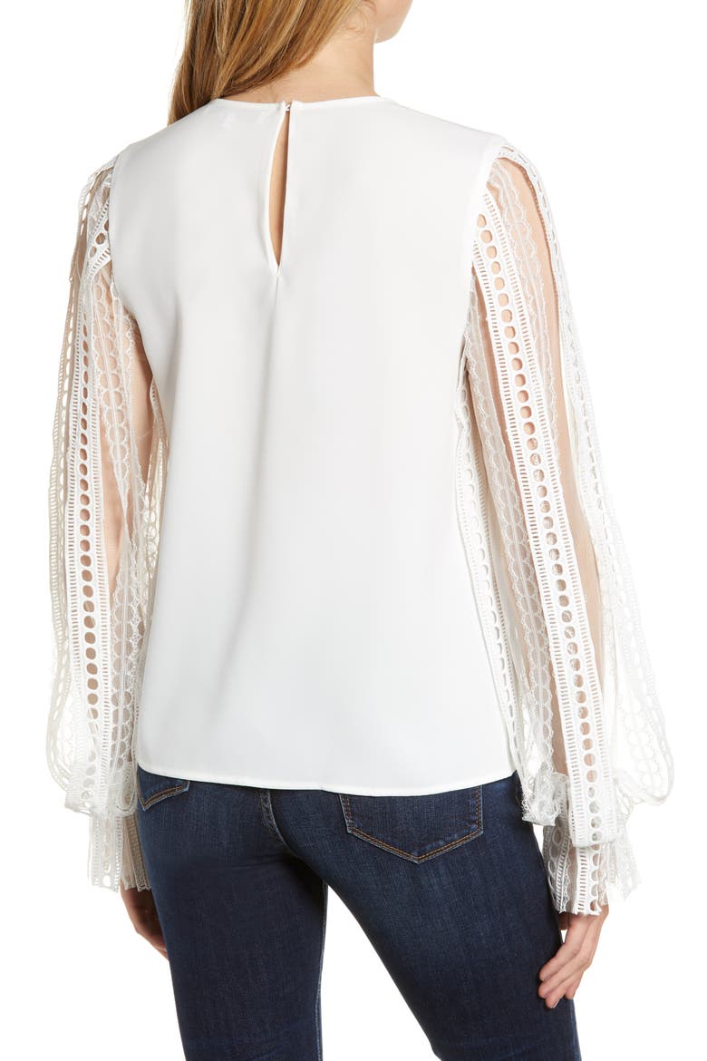 Lace Sleeve Blouse, Alternate, color, WHITE