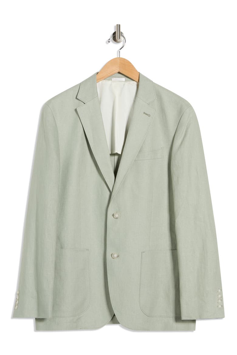 Solid Notch Lapel Linen Sport Coat, Alternate, color, GREEN SEAGRASS