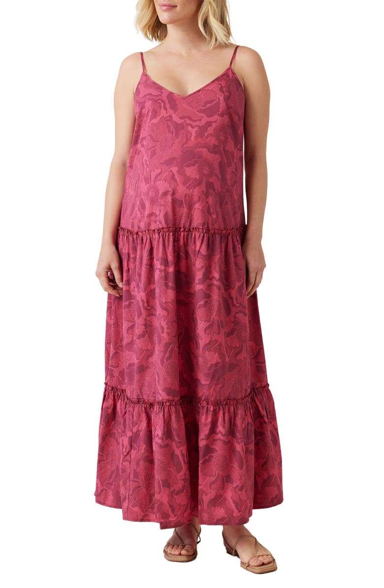 Ingrid & Isabel<sup>®</sup> Strappy Tiered Materiny Dress, Main, color, Berry Line Floral
