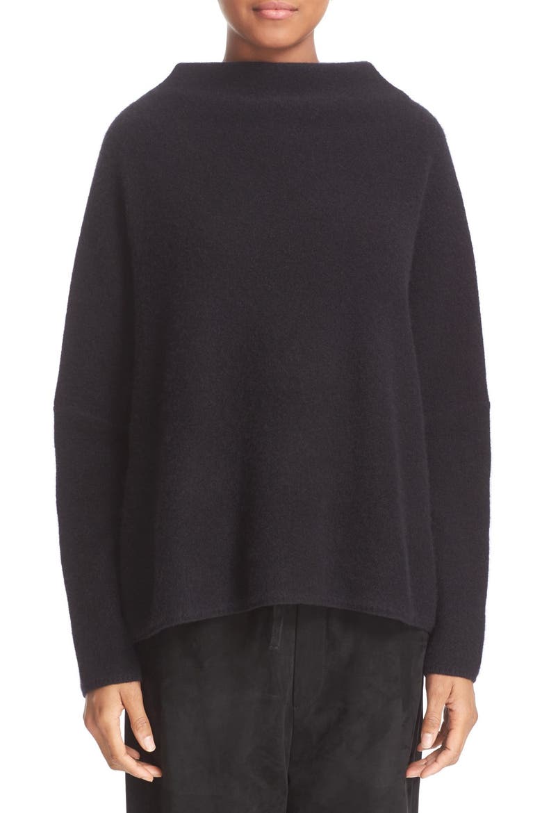 Funnel Neck Cashmere Sweater, Main, color, BLACK