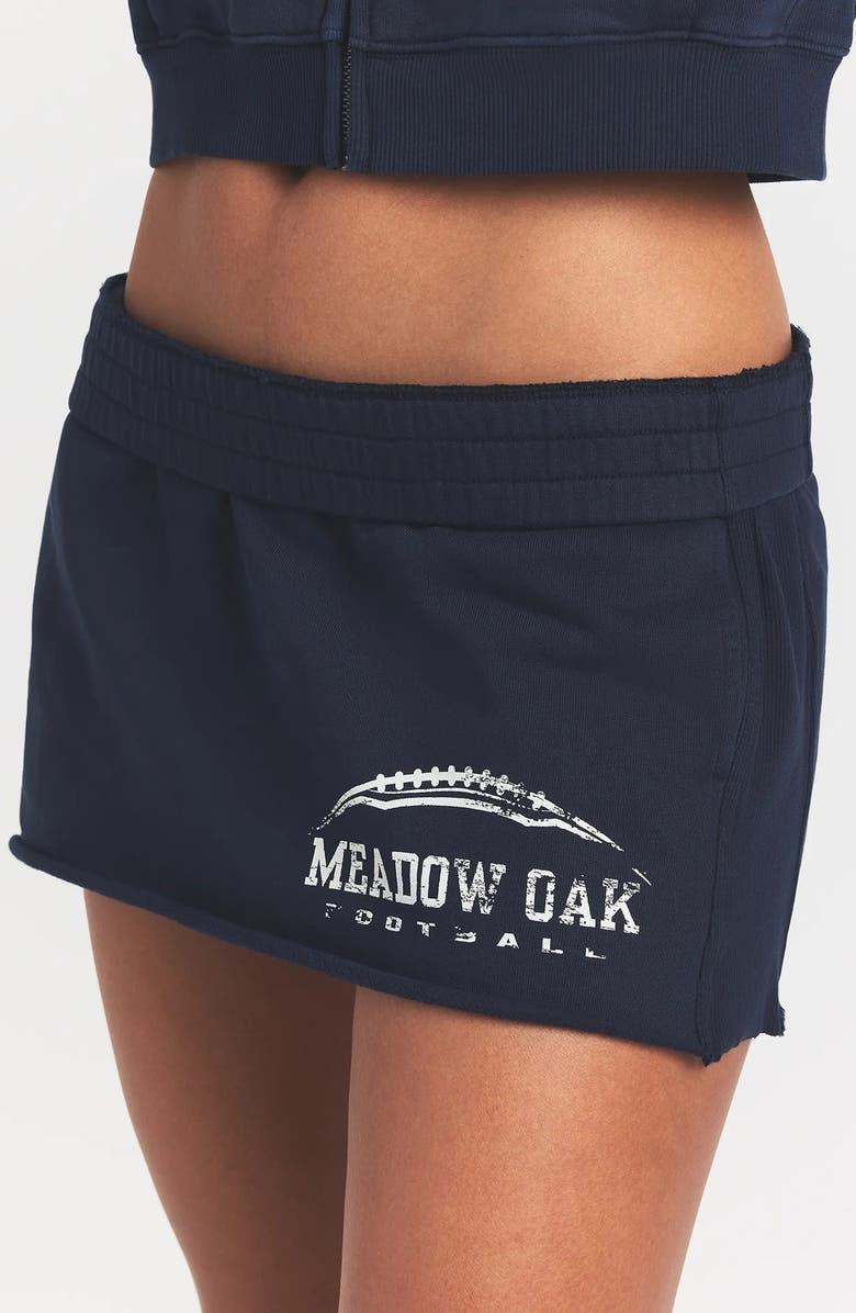 SKIMS Fleece Miniskirt, Alternate, color, Navy Meadow Oak