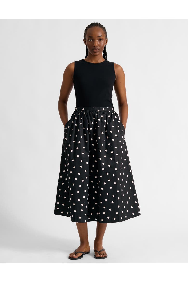 Polka Dot High-Waist Midi Skirt, Alternate, color, Black