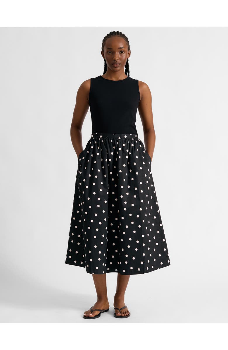 Albaray Polka Dot High-Waist Midi Skirt, Alternate, color, Black