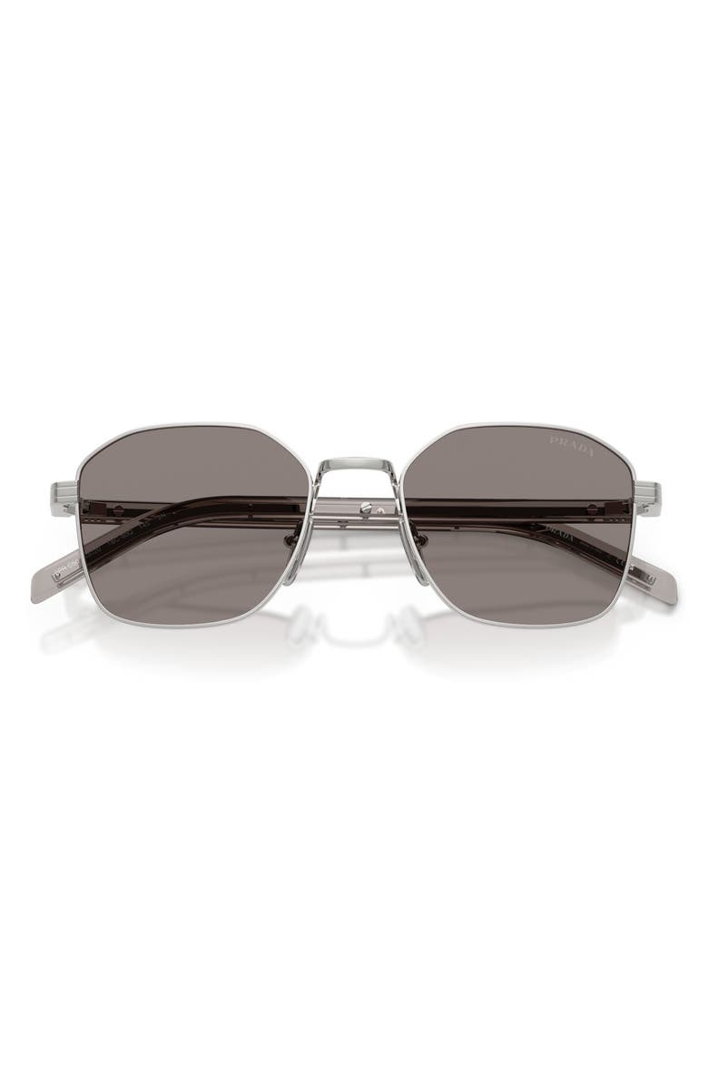 Prada 53mm Square Sunglasses, Alternate, color, Silver / Dark Grey