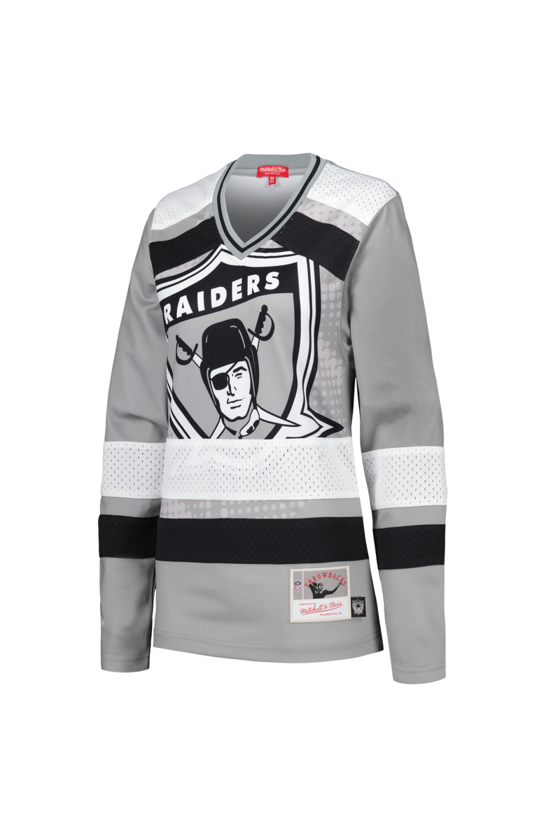 Mitchell & Ness Women's Mitchell & Ness Silver Las Vegas Raiders Big Face 7.0 Long Sleeve Jersey T-Shirt, Alternate, color, Silver