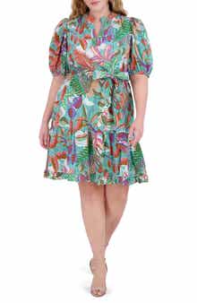 Vince Camuto Puff Sleeve Tiered Cotton Dress