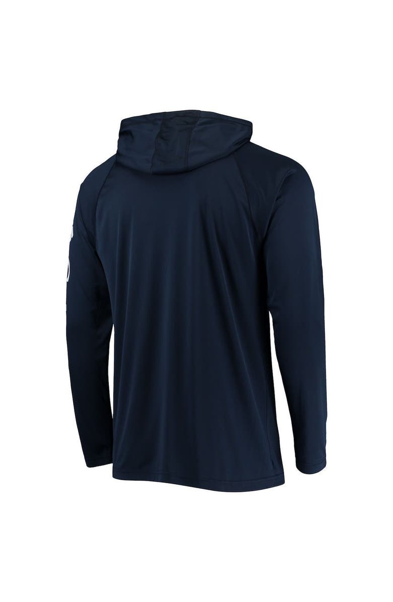 Columbia Men's Columbia Navy Milwaukee Brewers Terminal Tackle Omni-Shade Raglan Pullover Hoodie, Alternate, color, 