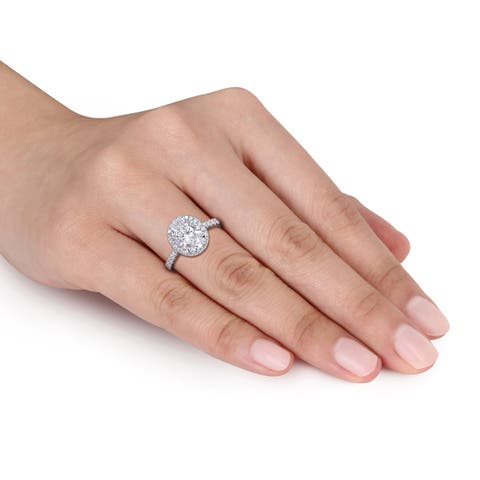 2-3/5 CTW Lab-Grown Diamond Oval Halo Ring 14k