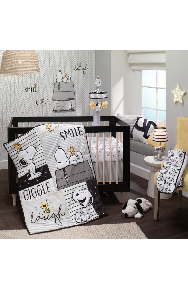 Lambs & Ivy Classic Snoopy Furry Decorative Nursery Throw Pillow, Alternate, color, White