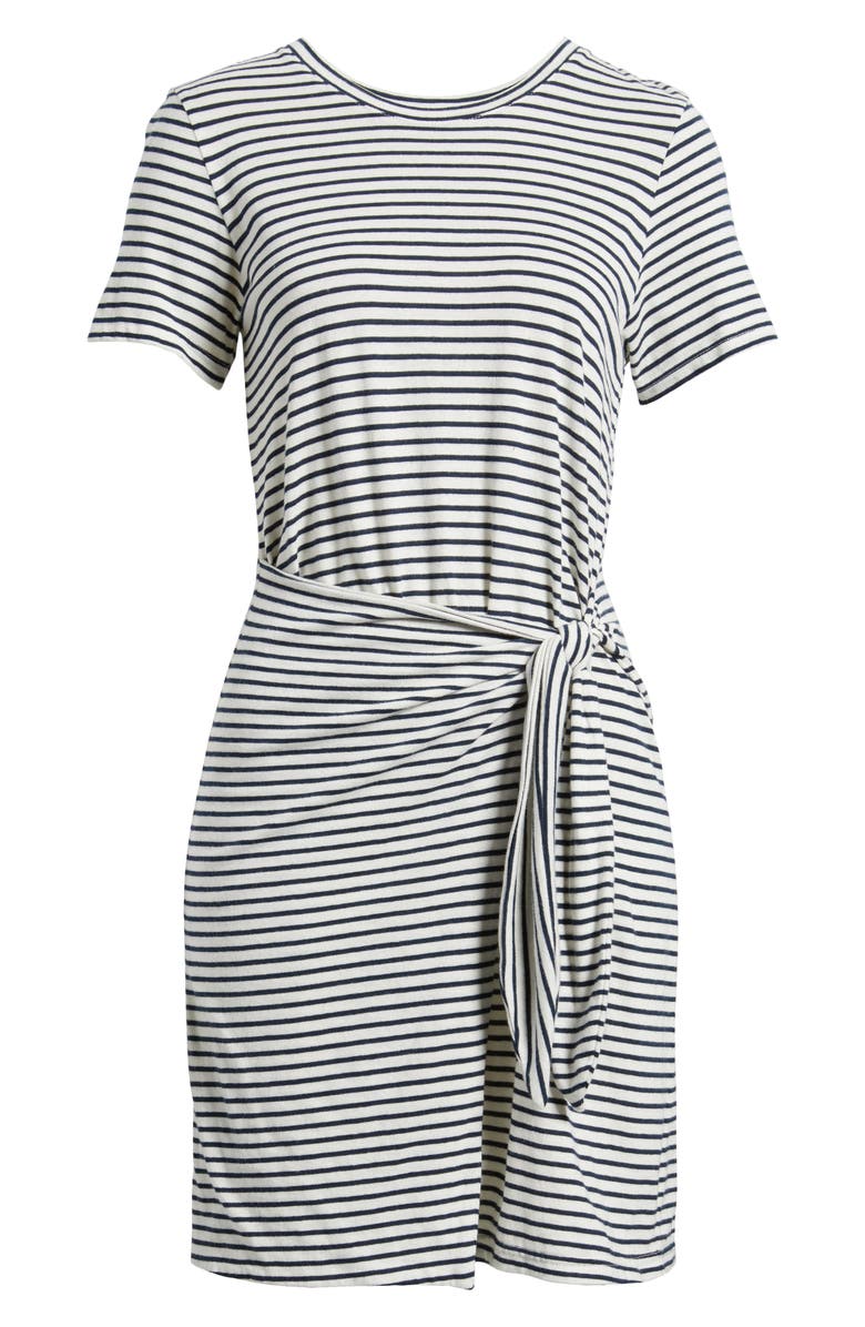 Rails Edie Stripe Tie Waist T-Shirt Dress, Alternate, color, Ivory Navy Micro Stripe