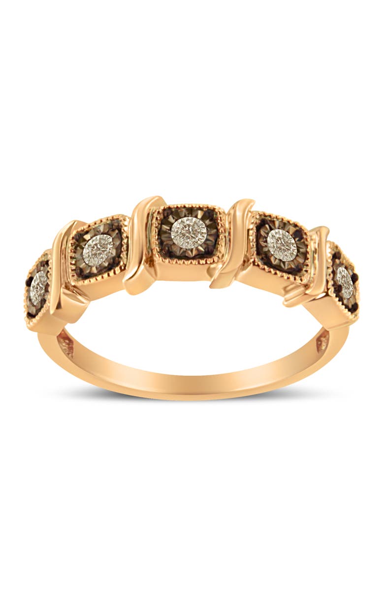 Haus of Brilliance 10K Rose Gold Flashed Silver Miracle-Set 1/4 Cttw Diamond 5-Stone Band Ring, Main, color, Rose Gold Over Silver