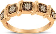 Haus of Brilliance 10K Rose Gold Flashed Silver Miracle-Set 1/4 Ctw Diamond 5-Stone Band Ring