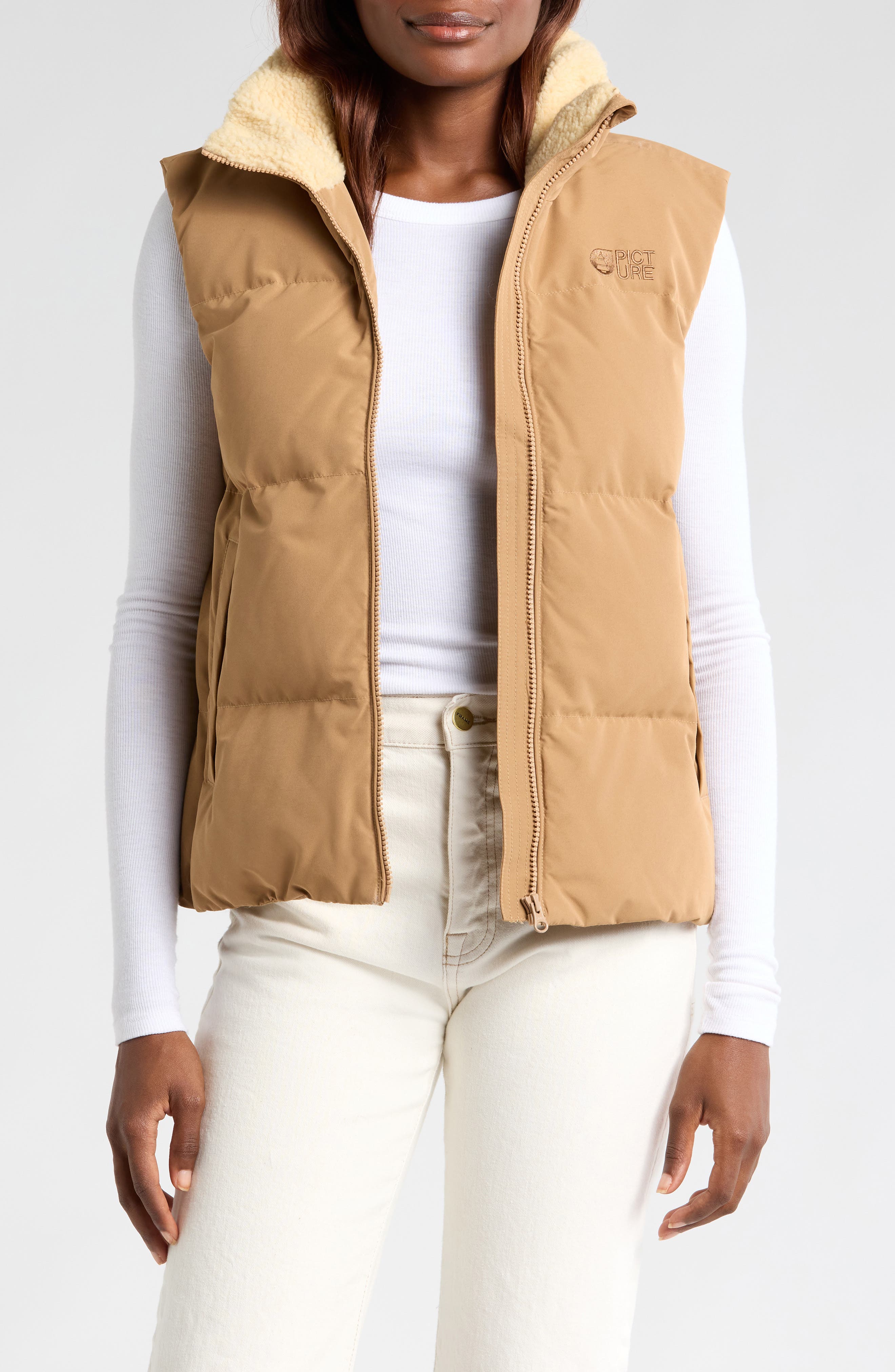 Picture Organic Clothing Hylla Waterproof Puffer Vest in Dark Stone 