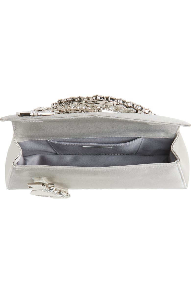 L’alingi Oasis Crystal Handle Satin Clutch, Alternate, color, Silver