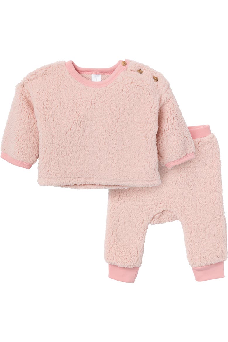 Microfleece Drop Shoulder Top & Pant Set, Main, color, Light Pink