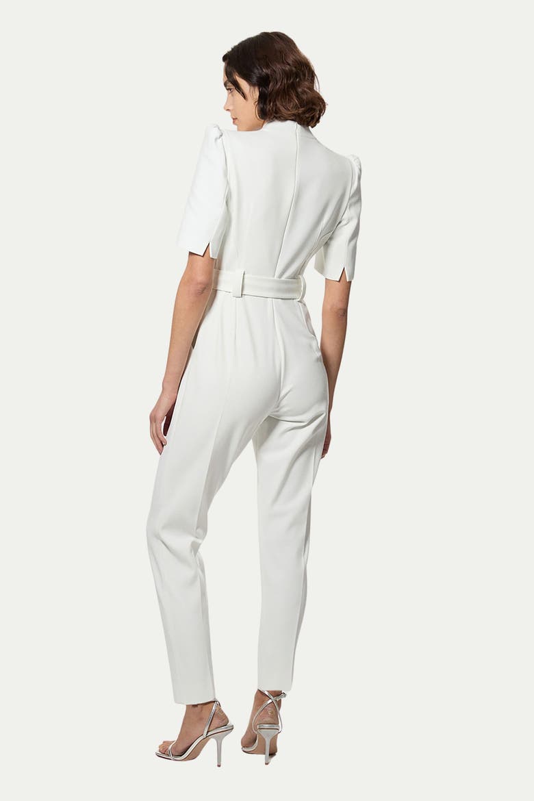 Structured Crepe Forever Belted Jumpsuit, Alternate, color, Ivory