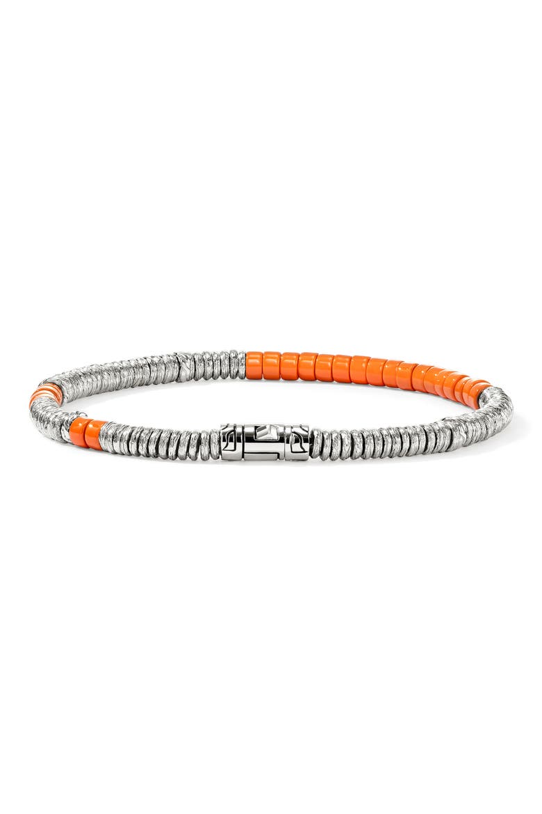 Heishi Bracelet, Alternate, color, SILVER/ ORANGE