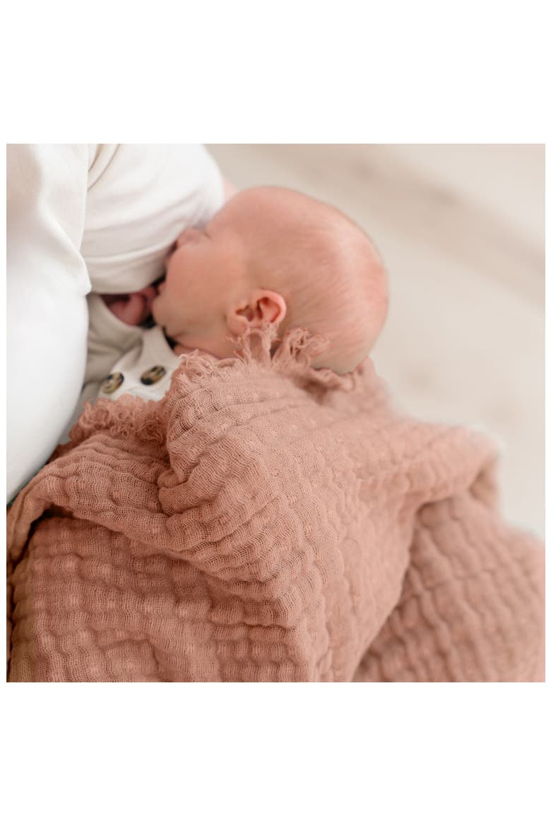 Ombré Cotton Muslin Blanket, Alternate, color, RED