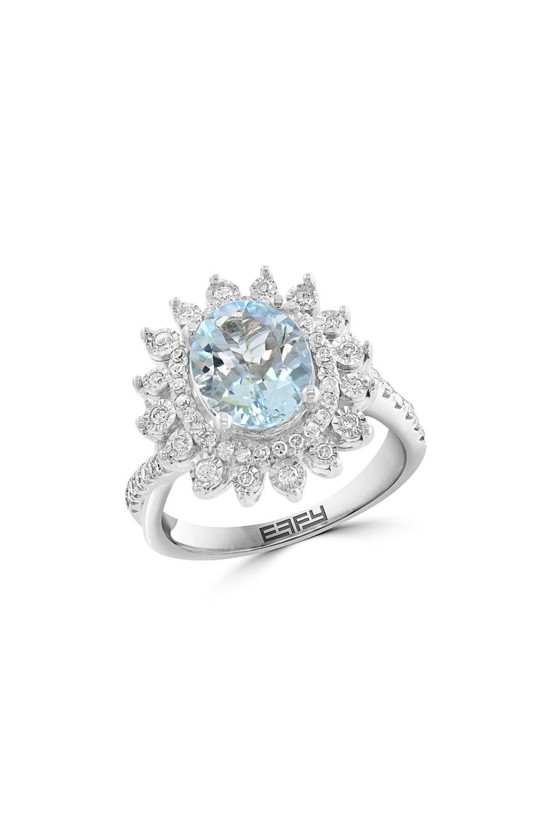 Sterling Silver Aquamarine & Diamond Ring - 0.48ct., Main, color, BLUE