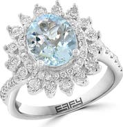 EFFY Sterling Silver Aquamarine & Diamond Ring - 0.48ct.