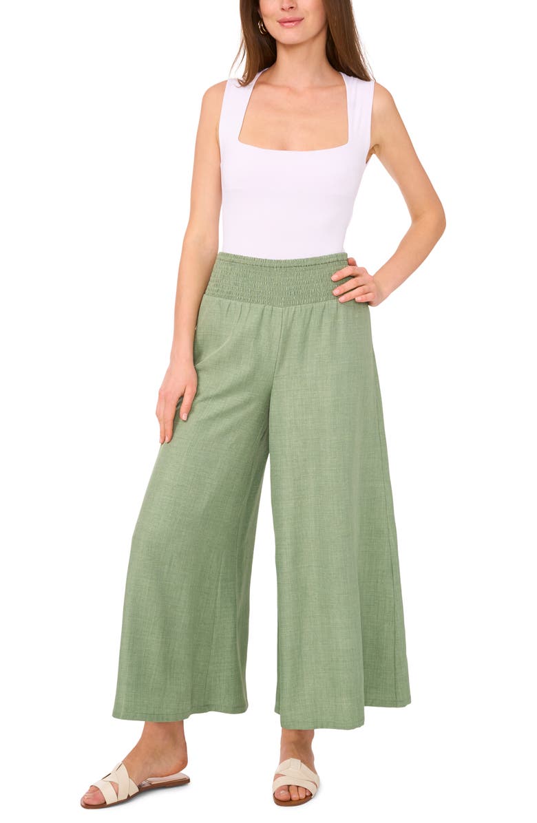 Vince Camuto Smocked Waist Crop Wide Leg Pants, Alternate, color, 