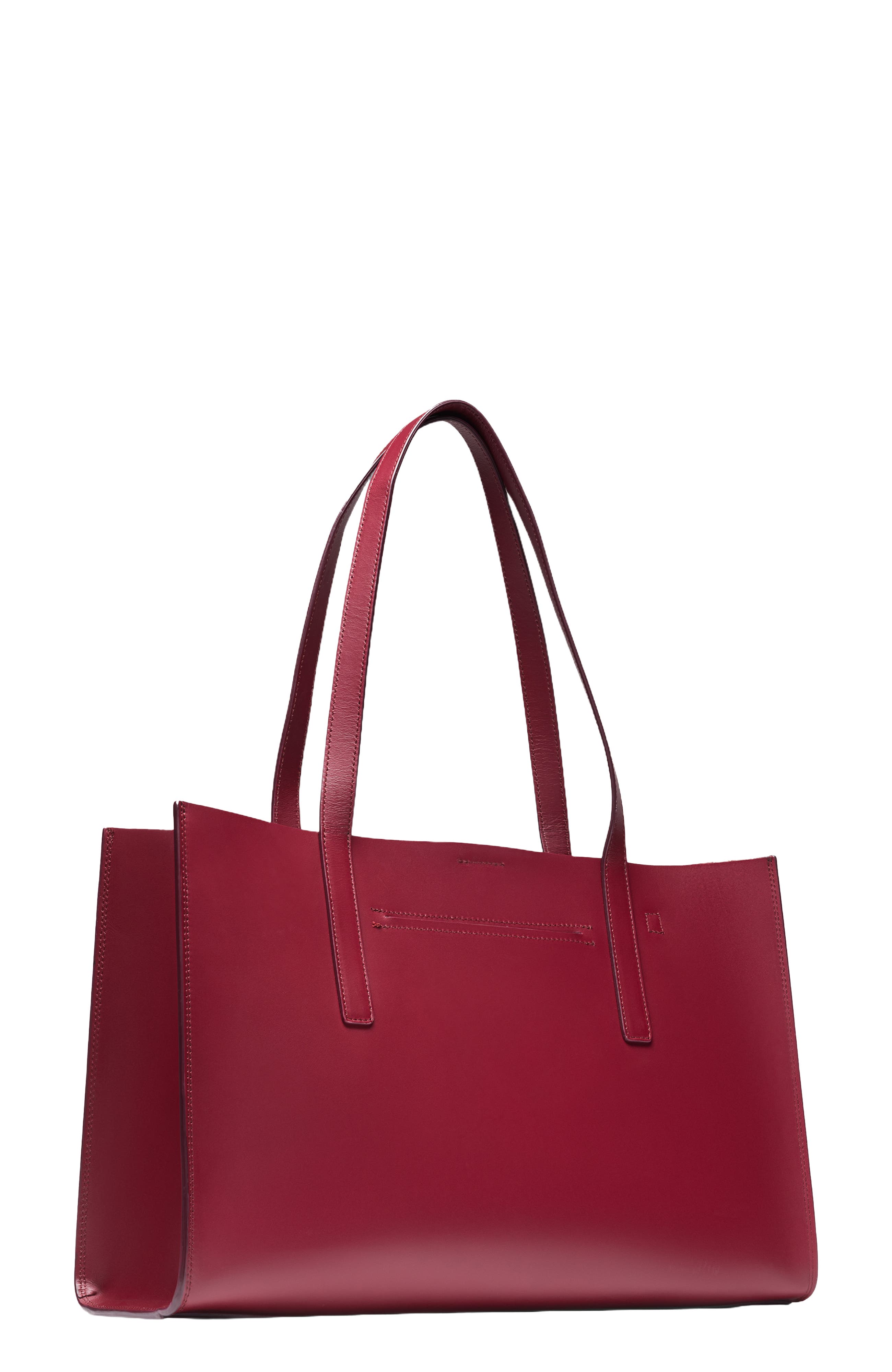 HYER GOODS Luxe Doubleface Leather Laptop Tote Bag, Alternate, color, Burgundy
