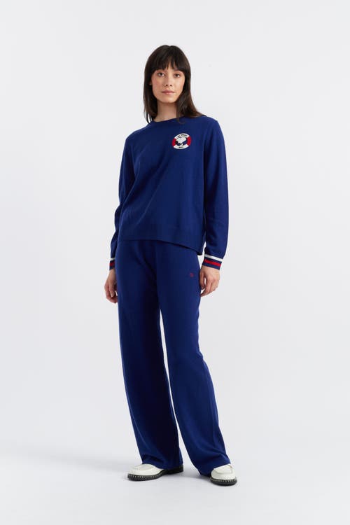 Chinti & Parker Blue Wool-cashmere Snoopy Nautical Sweater In Admiral Blue/multi