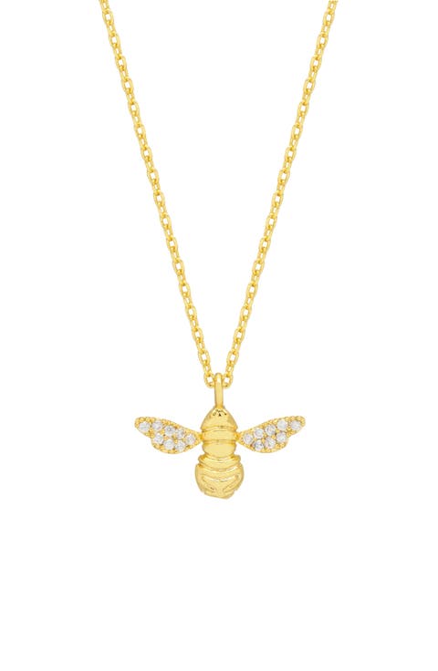 Sparkle Wings Bee Pendant Necklace