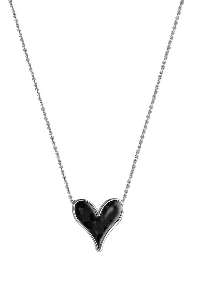 Penelope Heart Pendant Necklace, Main, color, BLACK