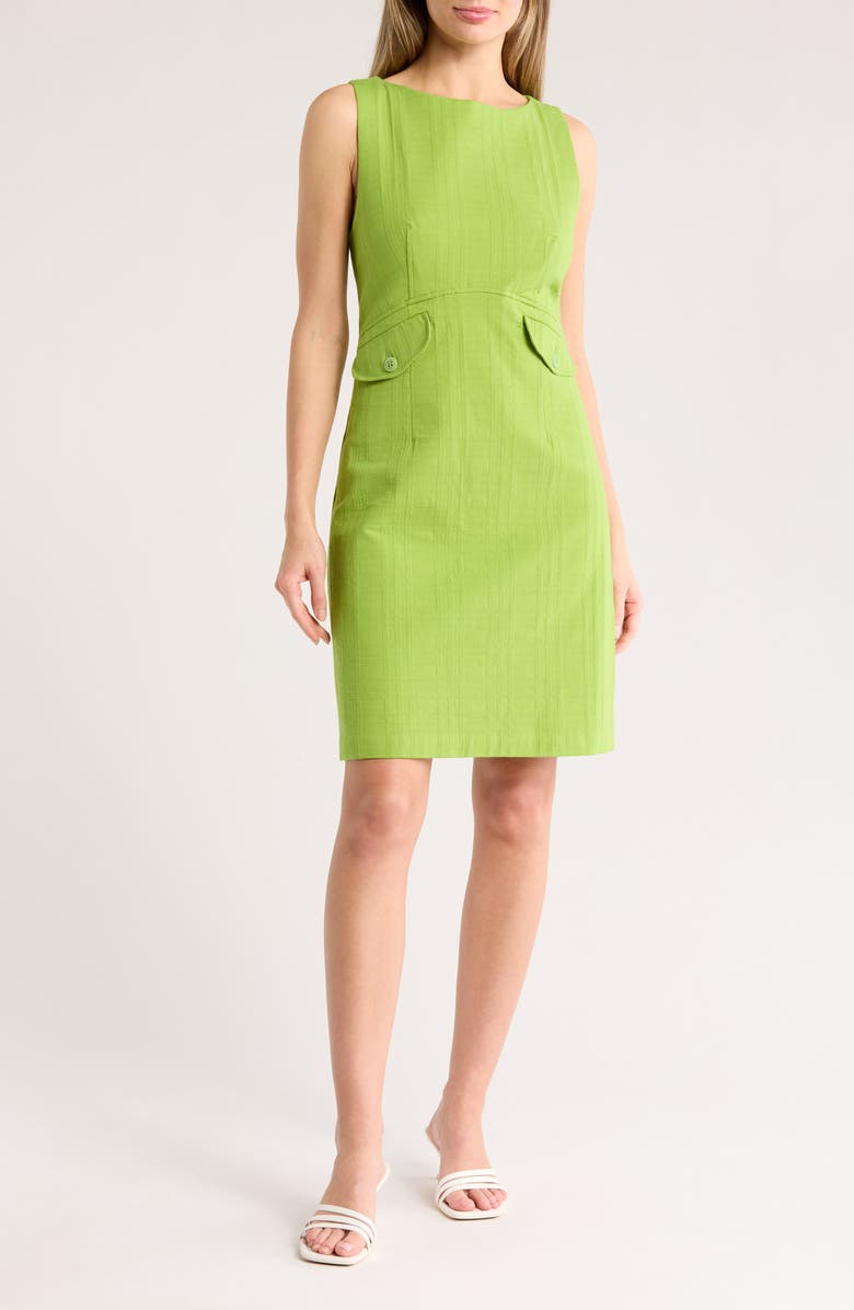 Trina Turk Atrina Sleeveless Cotton Blend Sheath Dress, Main, color, 