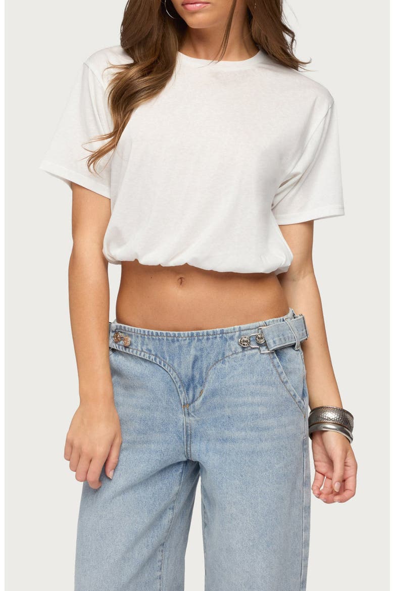 Raina Bubble Crop T-Shirt, Main, color, WHITE