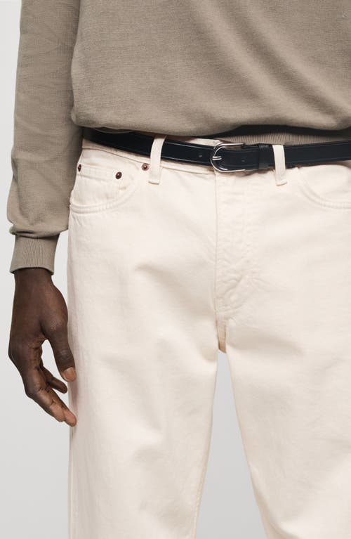 Shop Mango Bob Long Straight Leg Jeans In Ecru