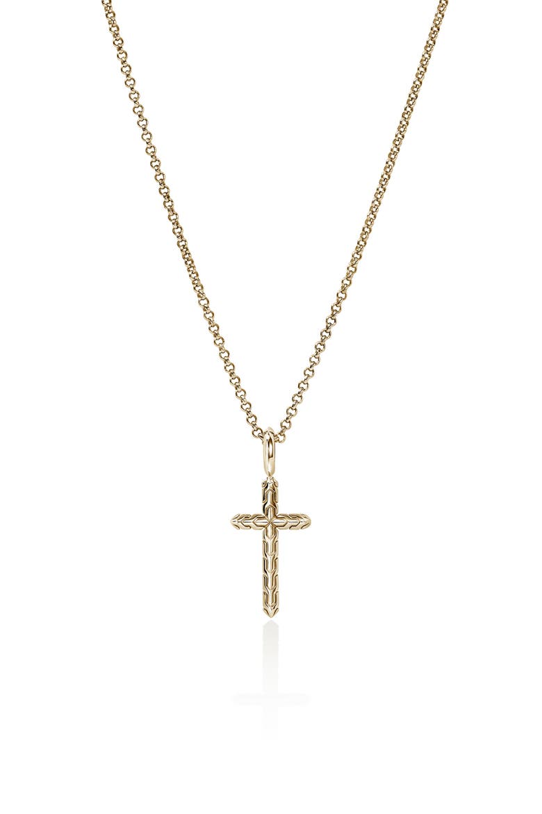 JH Essential Cross Pendant Necklace, Main, color, GOLD