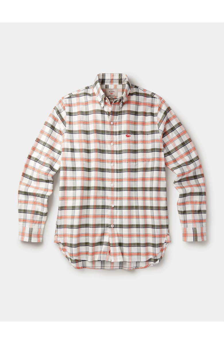 Aubin Merton Brushed Oxford Button Down Shirt, Alternate, color, Vintage White Check