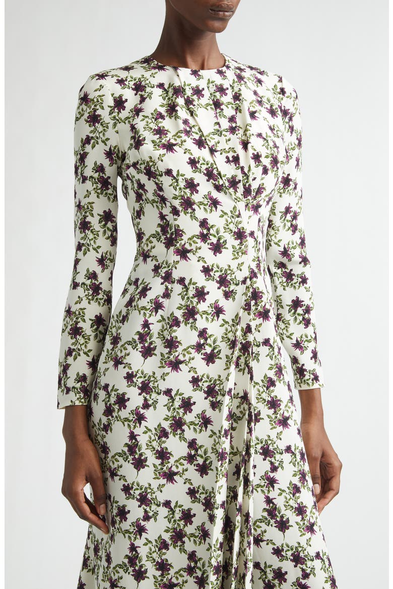Silverio Floral Long Sleeve Silk Crêpe de Chine Maxi Dress, Alternate, color, LILLIES PURPLE/ OLIVE ON IVORY