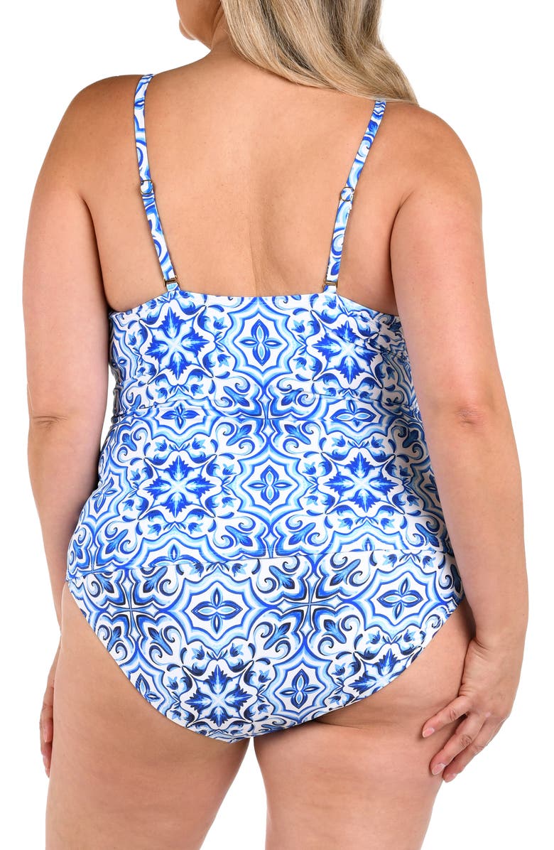 La Blanca Alboran High Neck Tankini, Alternate, color, Blue