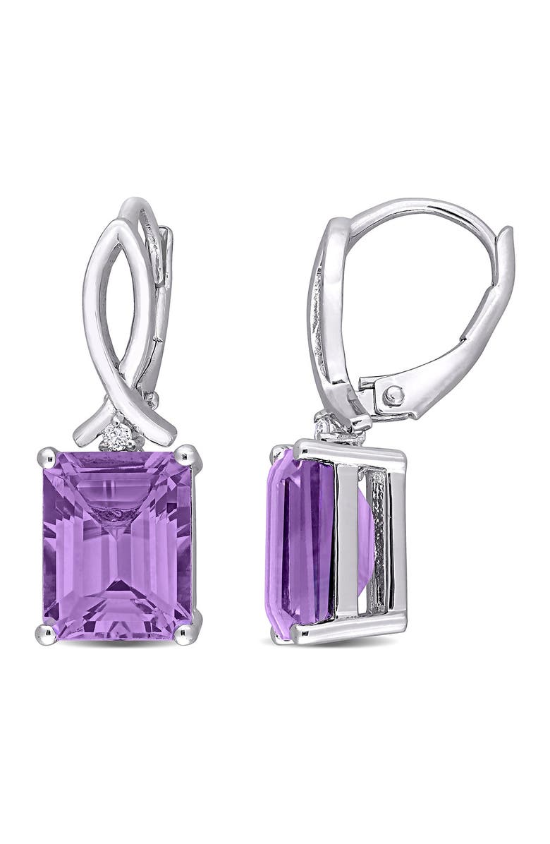 DELMAR Sterling Silver Amethyst & White Topaz Earrings, Main, color, 