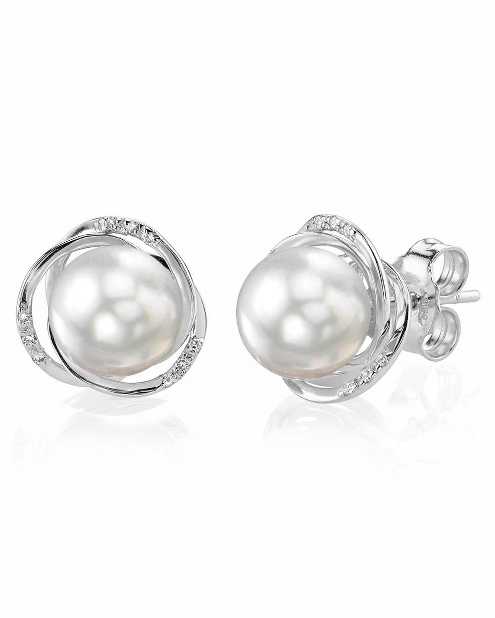 The Pearl Source White South Sea Pearl And Diamond Lexi Earrings In White Gold