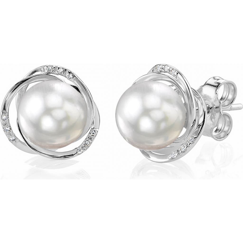 The Pearl Source White South Sea Pearl And Diamond Lexi Earrings In White Gold