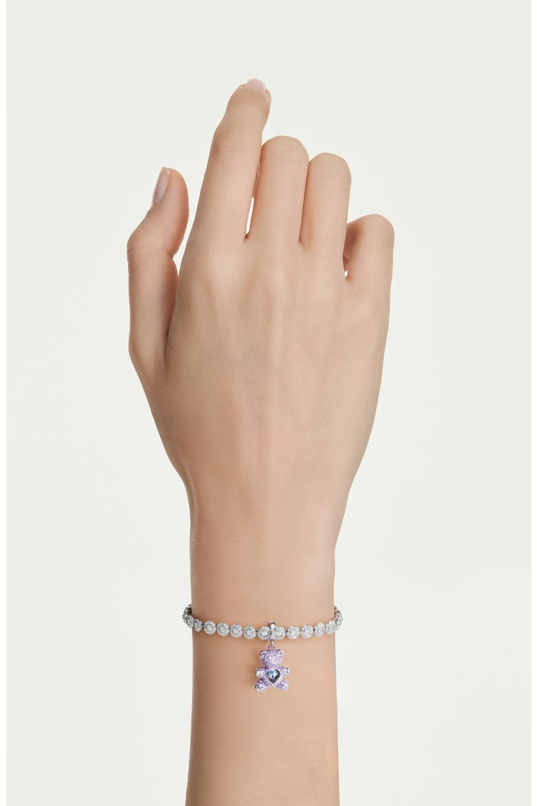 Idyllia Crystal Teddy Bear Charm, Alternate, color, PURPLE