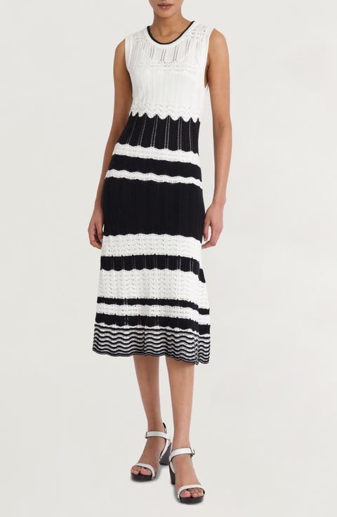 Mixed Stitch Sleeveless Knit Dress