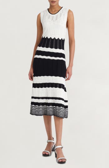 LUXELY LUXELY MIXED STITCH SLEEVELESS KNIT DRESS