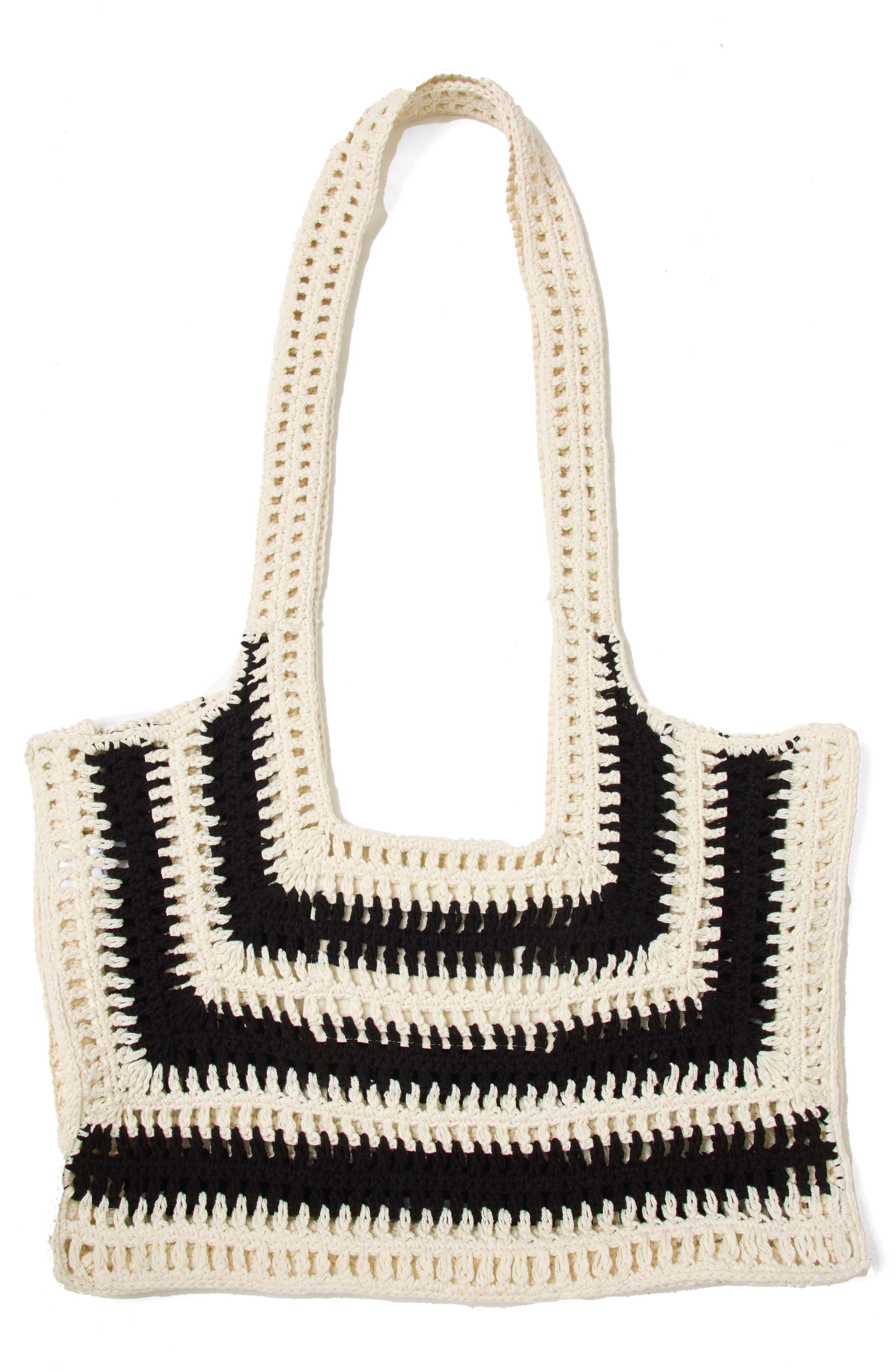 LSPACE Caylin Crochet Tote, Main, color, Black / White